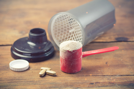 Whey protein scoop. Sports nutrition.の写真素材