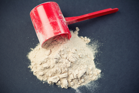 Whey protein scoop. Sports nutrition.の写真素材