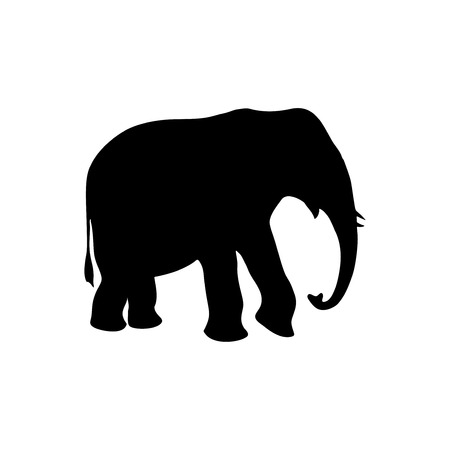 Vector elephant black silhouette icons on white background.のイラスト素材