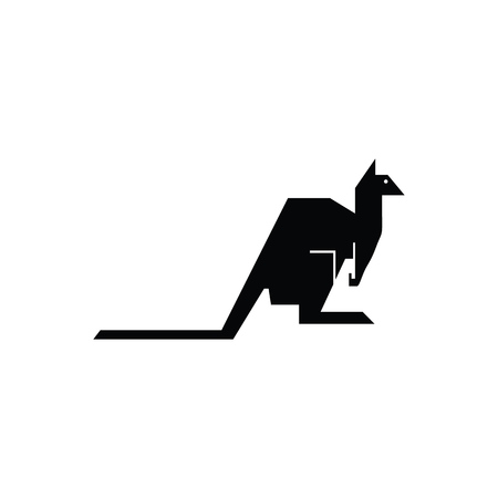 Vector Kangaroo black silhouette icons on white background.のイラスト素材