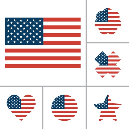 Vector USA Flag set for print, gift, web, scrap and patchwork.のイラスト素材