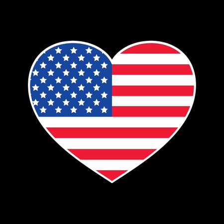Vector Trendy American Flag in Heart for print, gift, web, scrap and patchwork.のイラスト素材