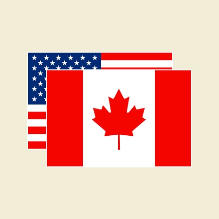 Vector Canadian and American Flags Icons setのイラスト素材