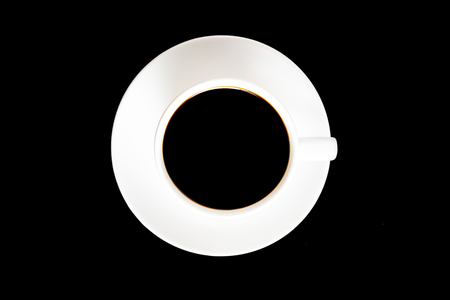 cup of coffee over black backgroundの写真素材