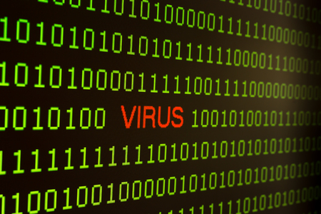 Viruses with digital tablet stealing data concept for network security