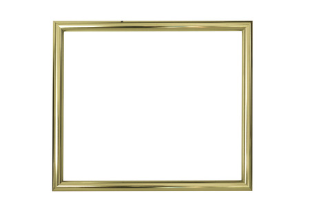 Silver photo frame isolated on white backgroundの写真素材