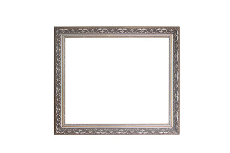 golden metal photo frame isolated on white backgroundの写真素材