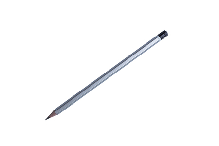 Amazing isolated silver pencil on pure white backgroundの写真素材
