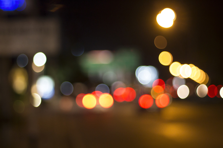 Night city street lights bokeh background.の写真素材