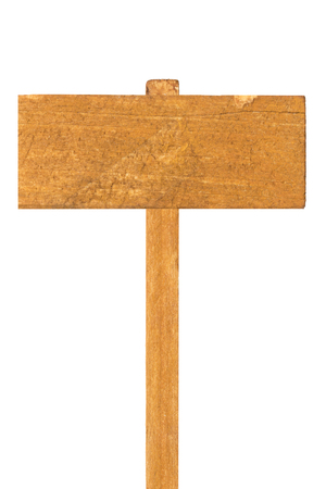 wooden sign isolated on white background.の写真素材