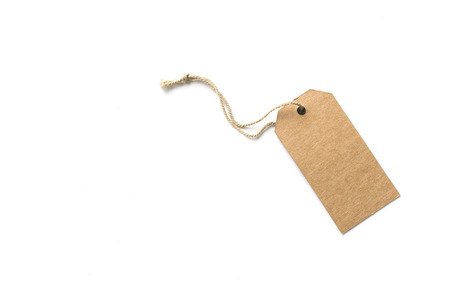 Blank brown cardboard price tag or label isolated on white background.price tagの写真素材