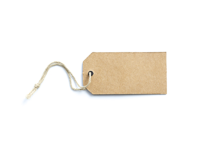 Blank brown price tag  isolated on white background.の写真素材