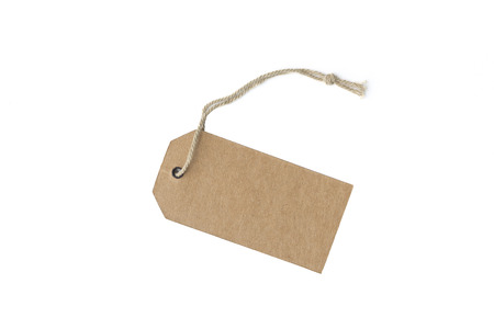 price tag or label with thread isolated white background.の写真素材