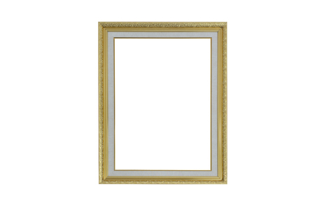 goden photo frame isolated on white background.の写真素材