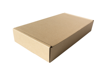 cardboard box isolated on a white backgroundの写真素材
