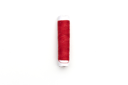 red threads isolated on white backgroundの写真素材