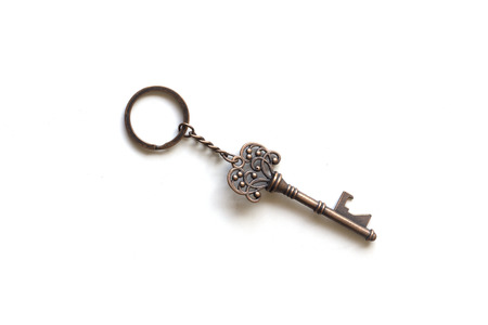 Brown key chain isolated on white background.