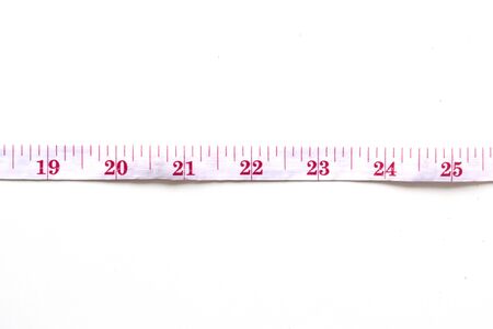tailor measuring on white background.