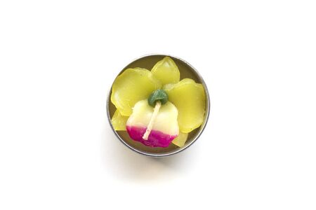 top view candle isolated on white background.の写真素材