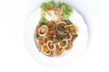 Food in a Thai restaurant Made from meat and vegetables on a white backgroundの写真素材