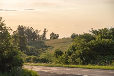 Rural area or field is any geographical region not classified as urban, non-urbanizable or intended to limit urban growth, used in agricultural activities.の写真素材