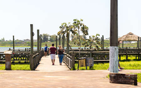 View from the shore of Marcelino Lagoon in the tourist and seaside town of Osorio, Rio Grande do Sul...
