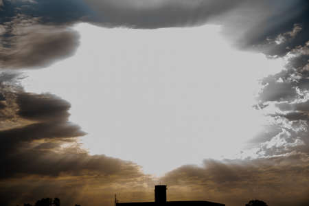 Dawn. Contrast of sunlight and camera photography seen from the outskirts of the city of Santa Maria...