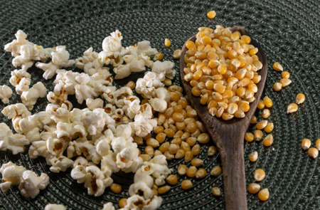 Popcorn kernels. Popcorn is a little different from the usual, as it pops if heated in a popcorn...