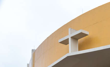 Sanctuary. Basilica. Religious temple. Church of Nossa Senhora da Medianeira in Santa Maria, state of Rio Grande do Sul, Brazil. Faith and religiosity. Pilgrimage of Medianeira. Religious tourism.の写真素材
