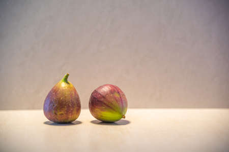 Fresh figs. Although known as fruit, it is, in fact, an infrutescence, that is, a set called siconium, which contains the real fruit called achene.の写真素材