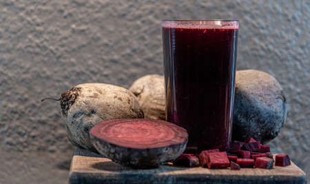 Beet juice (Beta vulgaris). Sugar beet is a herbaceous plant in the Kenopodiaceae family. The...