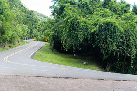 Rural landscape of the slopes of the city of Silveira Martins and the view of the highway that...