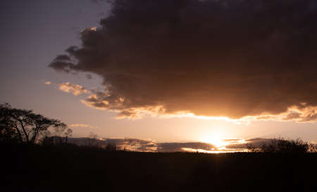 Rural landscape. Pampa biome bordering Brazil and Uruguay. Fields and clouds in southern South...