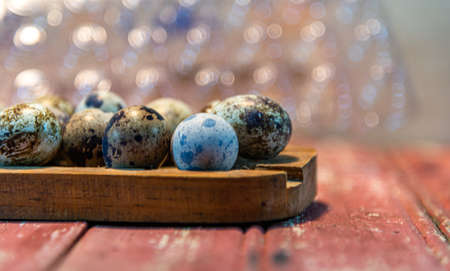 Fresh bird eggs. Fresh quail eggs. organic products. Egg-Vegetarian Diet. Culinary delicacy. aphrodisiac action food. Salad ingredient and side dishes.の写真素材