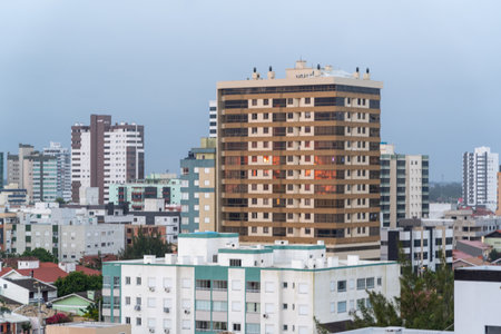Cityscape of Tramandai in Brazil in rainy day. Cityscape, Touristic town in the southern region, northern lioral of the state of rio grande do sul.のeditorial素材