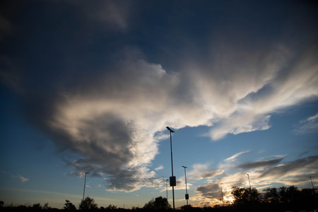 Cloudscape, Colored Clouds at Sunset near the River Elbeの写真素材