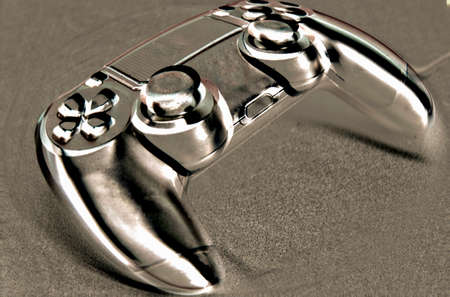 Game controller on a gray background close-up. 3d renderingの写真素材