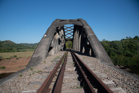 Railway bridge over the River Kwai in Kanchanaburi, Thailandの写真素材