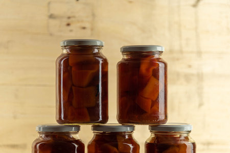 Glass with homemade pumpkin candy. Pumpkin candy. dessert. Grandma's recipes. Homemade candy. Cooking.の写真素材