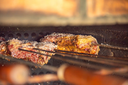 Gaucho barbecue grilled on a barbecue grill.の写真素材