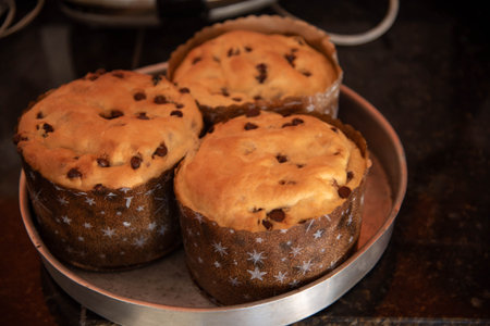 Homemade panettones produced by hand.
