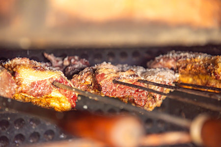 Gaucho barbecue grilled on a barbecue grill.の写真素材