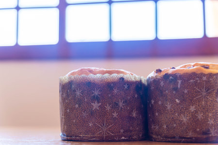 Homemade panettones produced by hand.