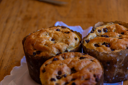 Homemade panettones produced by hand.