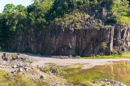 Quarry for extracting crushed stone in the city of Itaara, RS, Brazilの写真素材
