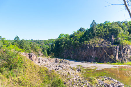 Quarry for extracting crushed stone in the city of Itaara, RS, Brazilの写真素材