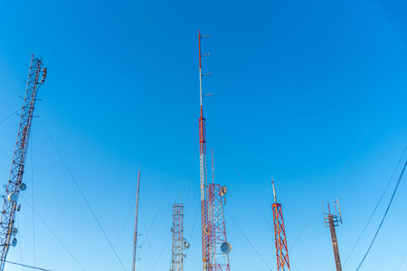 Telecommunications and Internet data transmission towers.