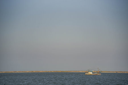 Tugboat in the harbor channel of the Port of Rio Grande, RS, Brazil
