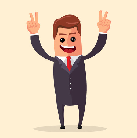 Manager character happy and with open arms, smiling broadly.のイラスト素材