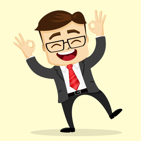 Vector flat illustration. Business man smiling. appy businessman or manager.のイラスト素材